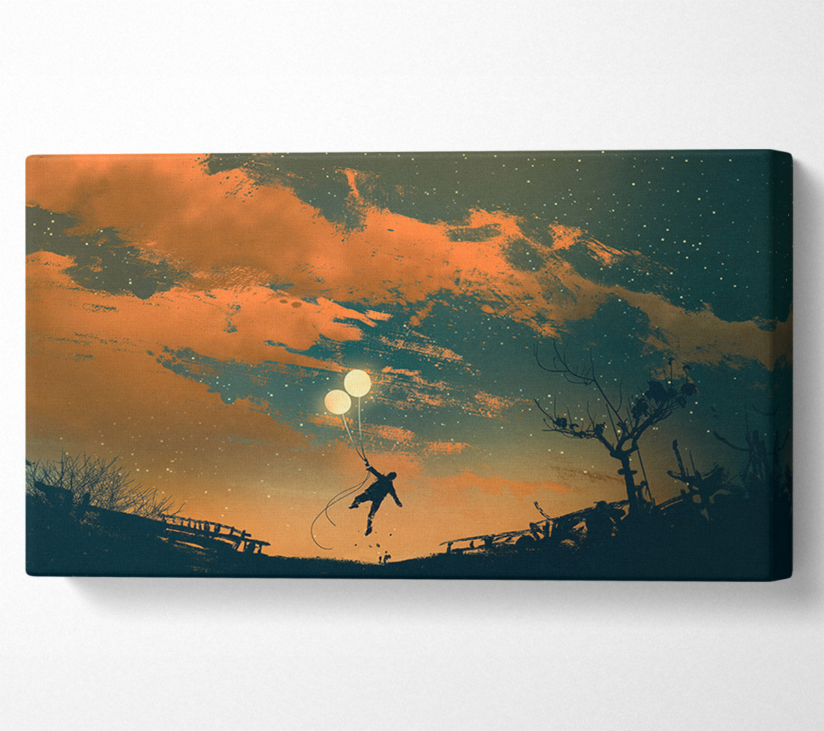 The Two Floating Light Balloons Canvas Wall Art