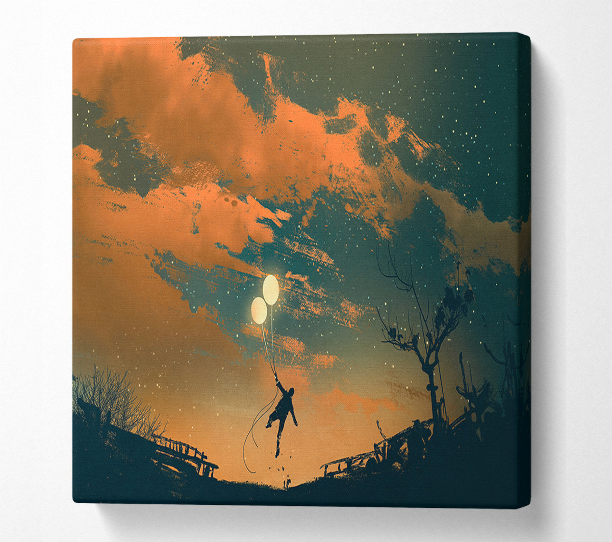 The Two Floating Light Balloons Canvas Wall Art