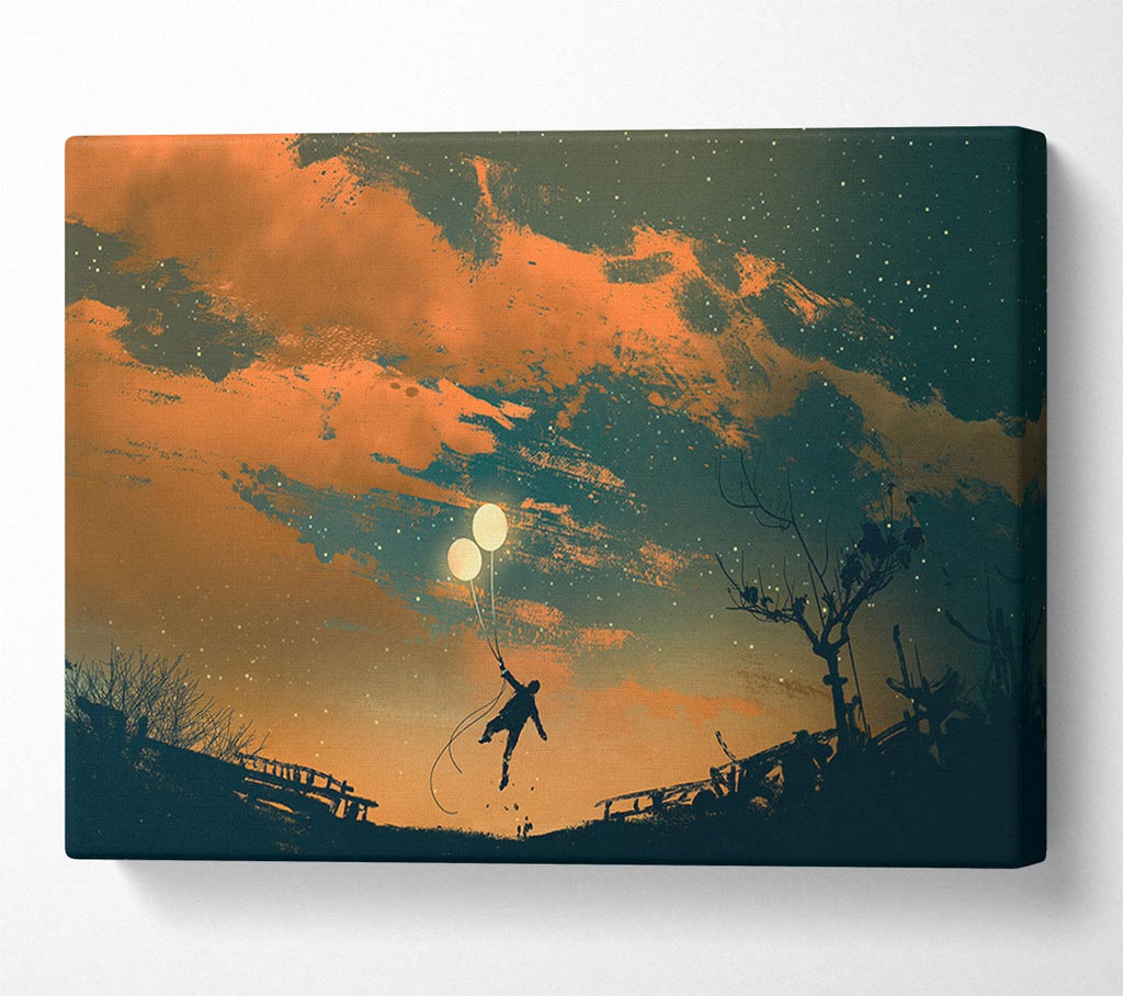 The Two Floating Light Balloons Canvas Wall Art