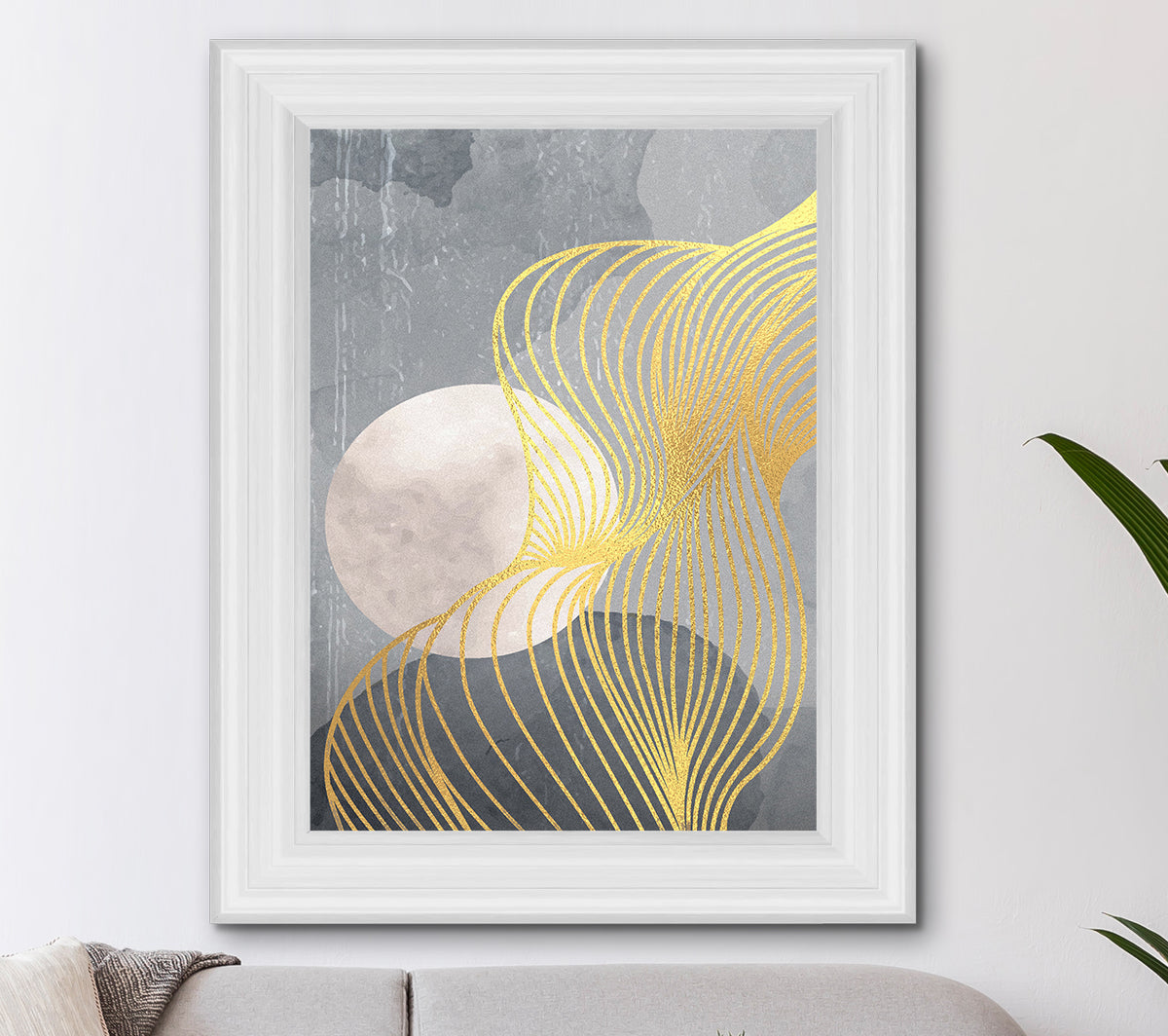 Abstract Moon Lines Gold Foil Print
