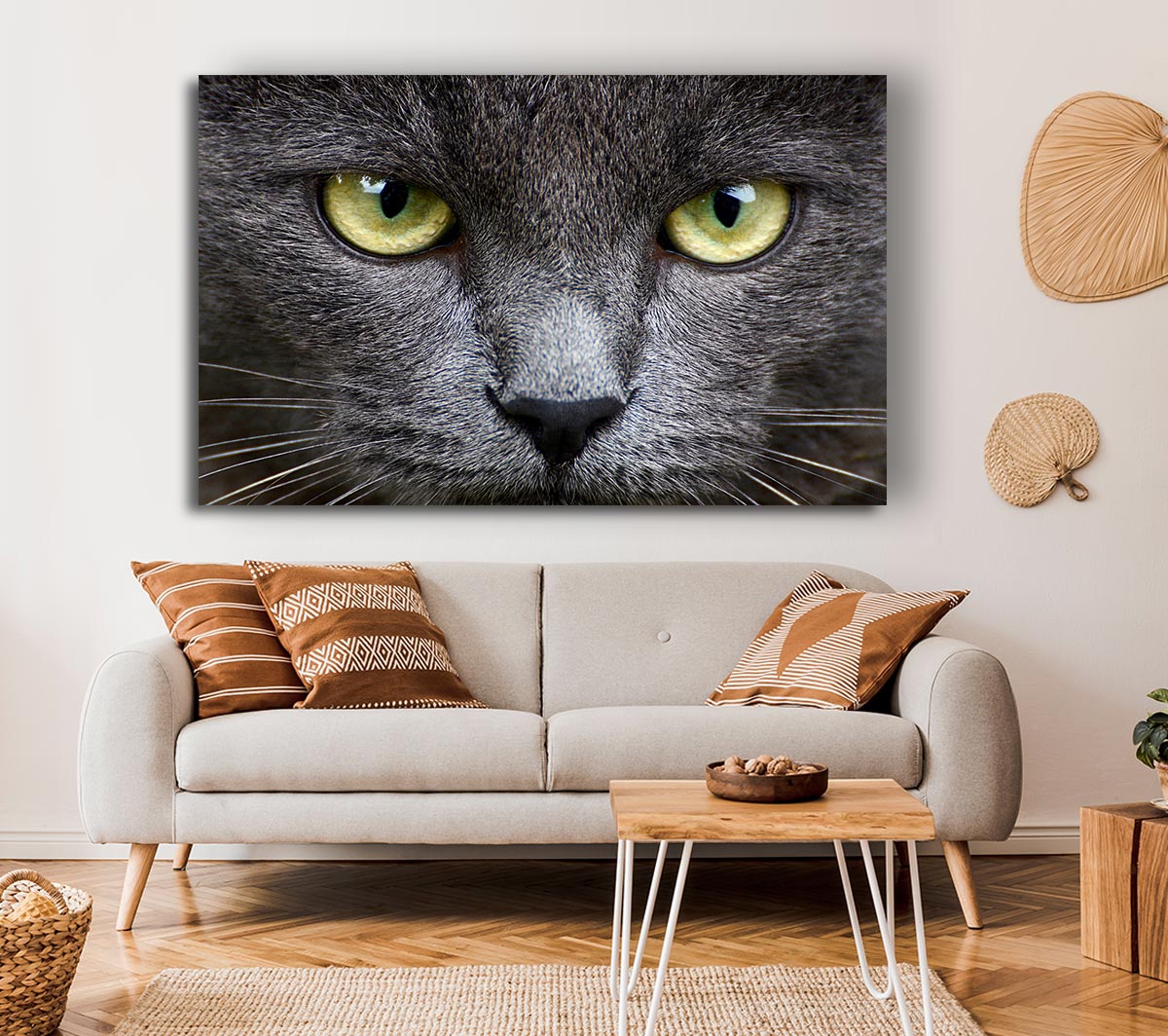 Smokey Grey Cat Canvas Wall Art