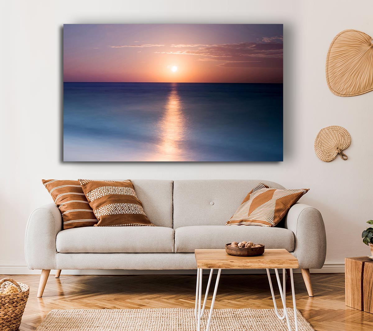 Tranquil Ocean Sun Canvas Wall Art