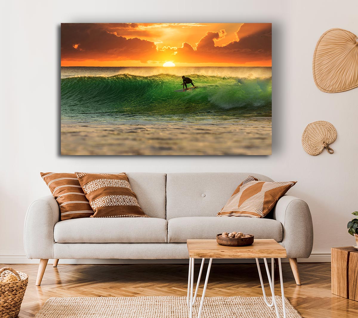 Surfer Sunset Canvas Wall Art
