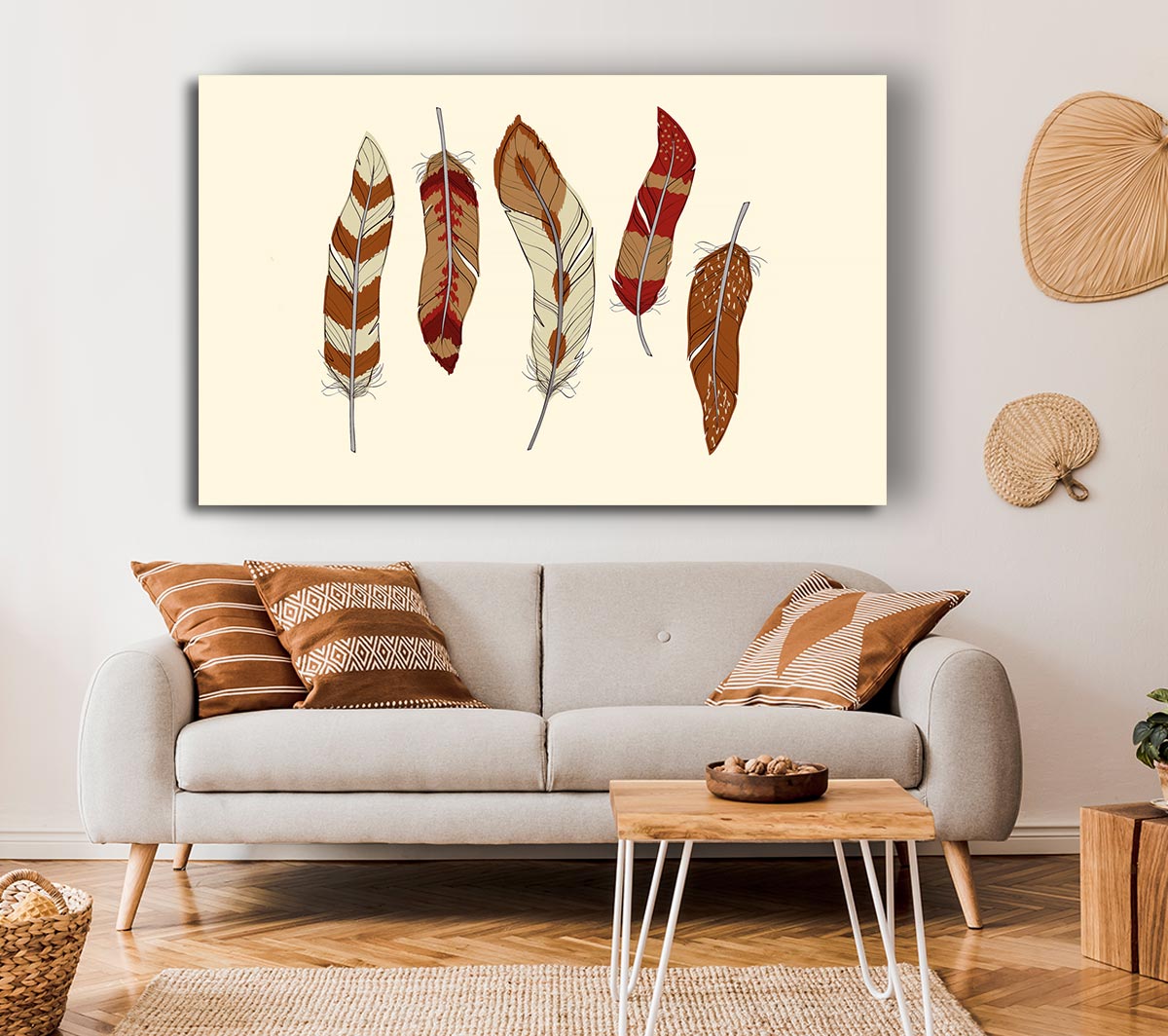Red Indian Feathers Canvas Wall Art