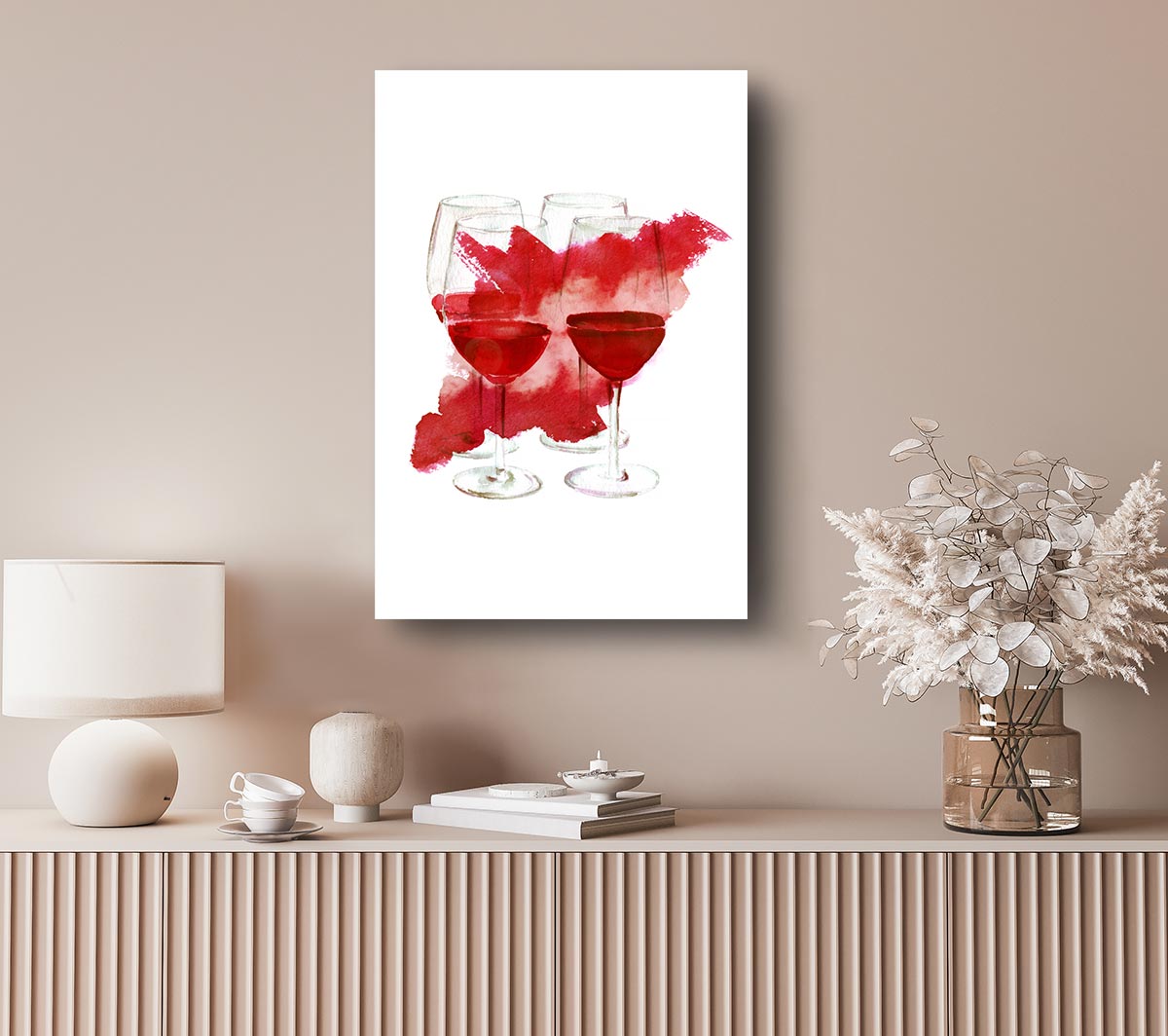 Red Wine Party Canvas Wall Art
