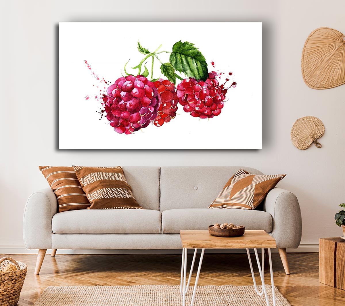 Raspberry Trio Canvas Wall Art