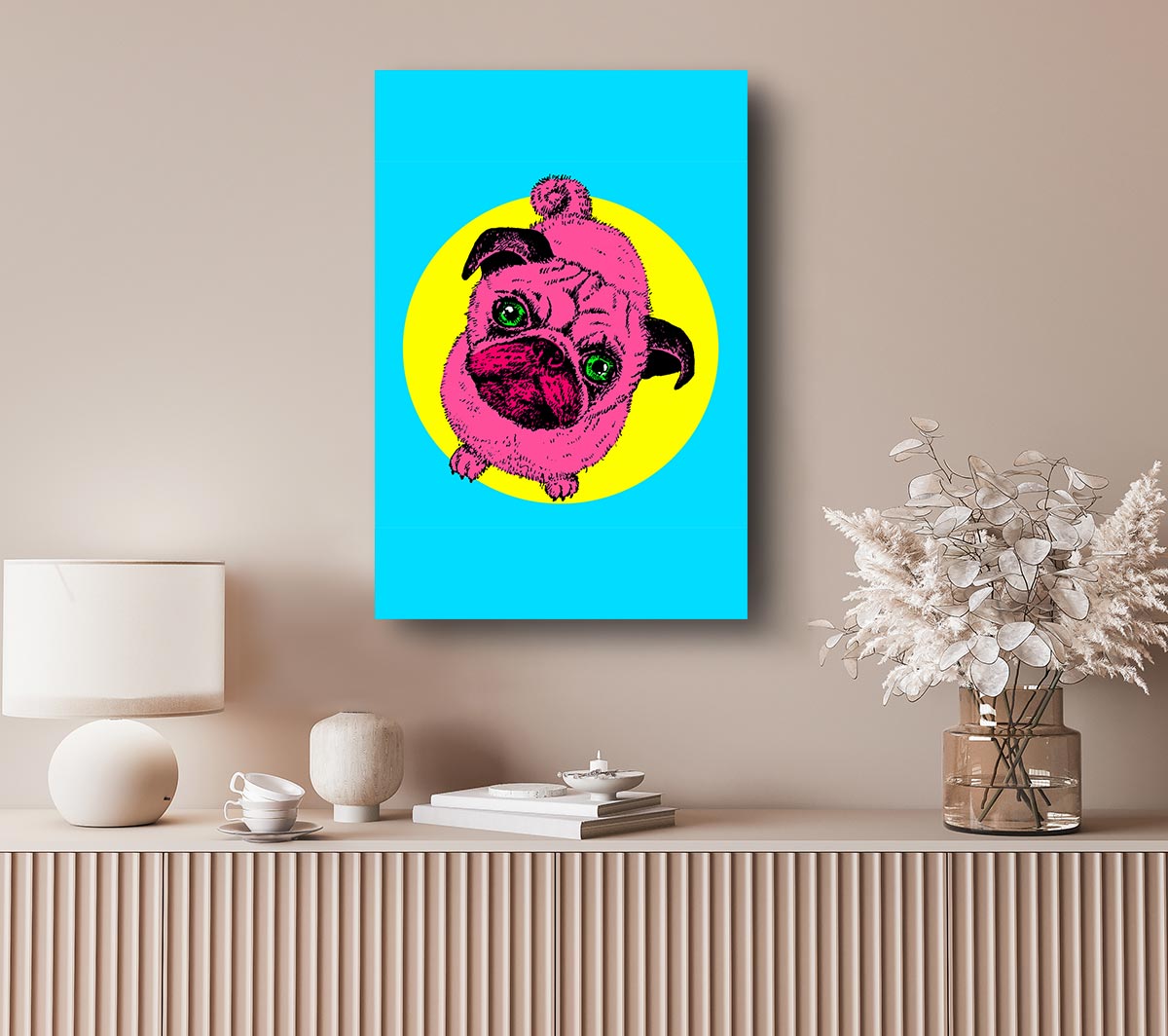 Pug Dog Pink Canvas Wall Art