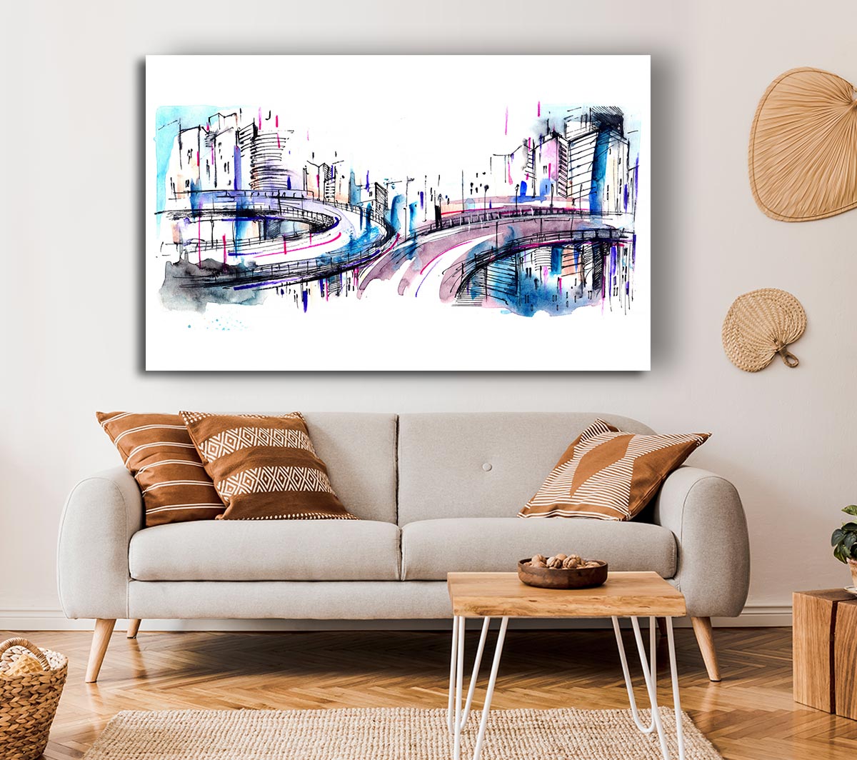 Ring Roads Through The City Canvas Wall Art