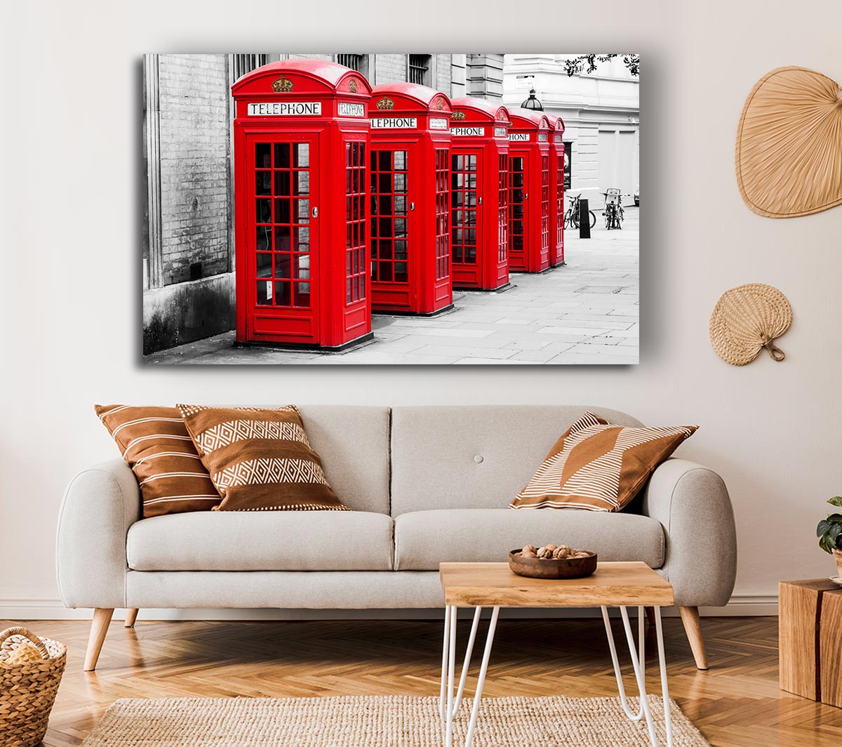 Red Telephone Box LineUp Canvas Wall Art