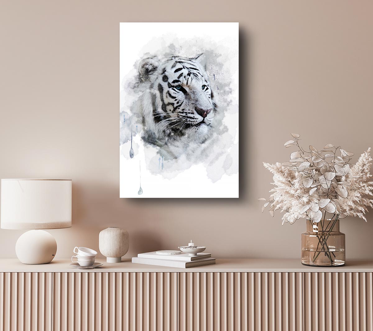 White Tiger Blue Eyes Canvas Wall Art
