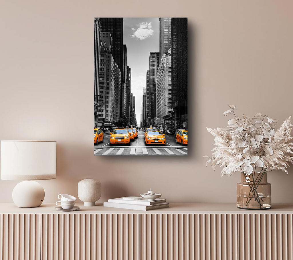 Yellow Cabs In New York 3 Canvas Wall Art