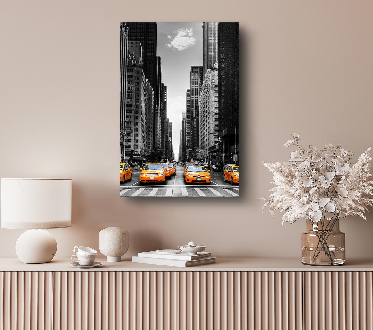 Yellow Cabs In New York 3 Canvas Wall Art