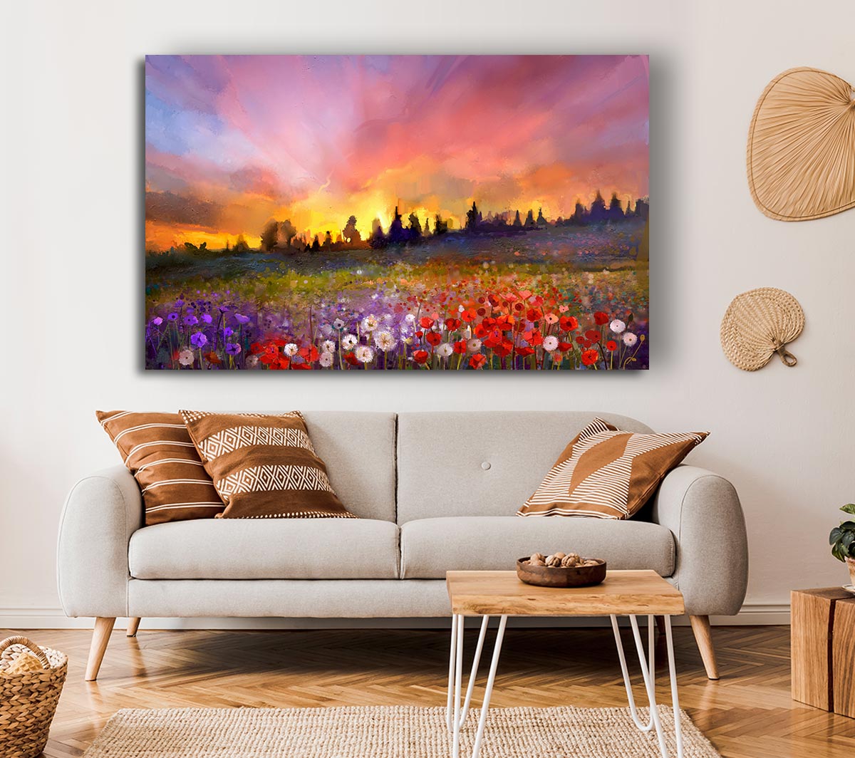 Sun Break Over The Wild Flowers Canvas Wall Art
