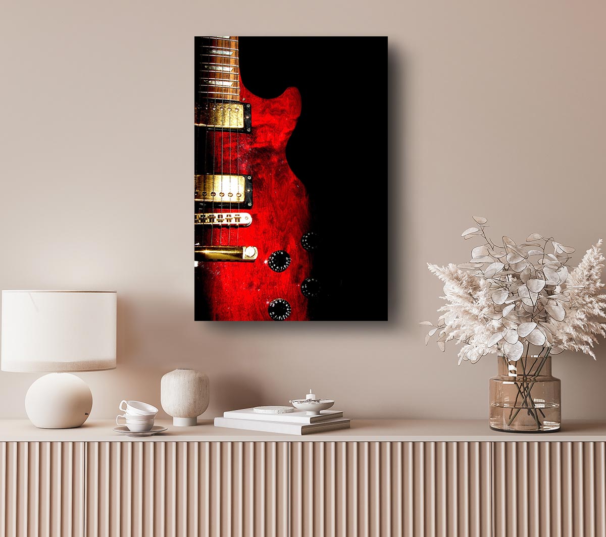 Red Electric Guitar Canvas Wall Art