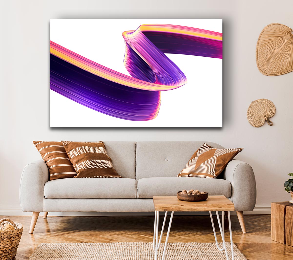 Purple Ribbon swirl Canvas Wall Art
