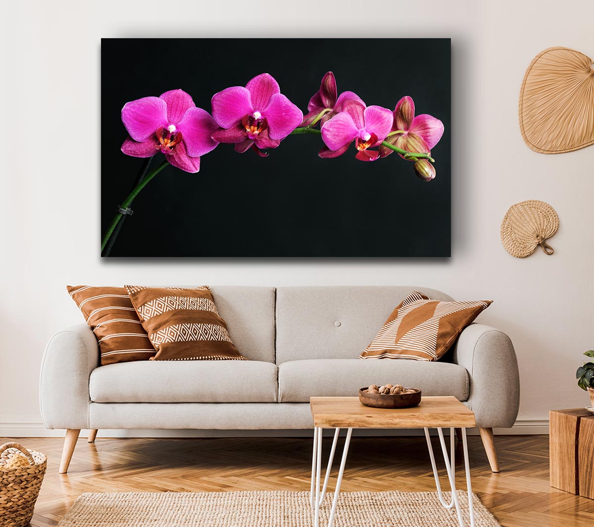 Pink Orchids Curve Canvas Wall Art
