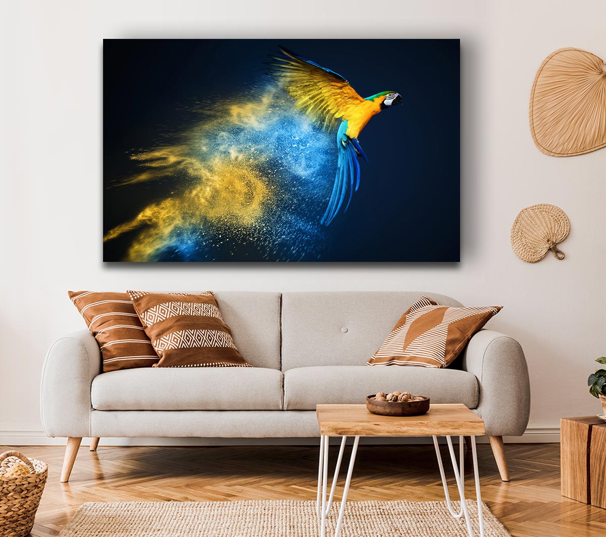 powder parrot take off Canvas Wall Art