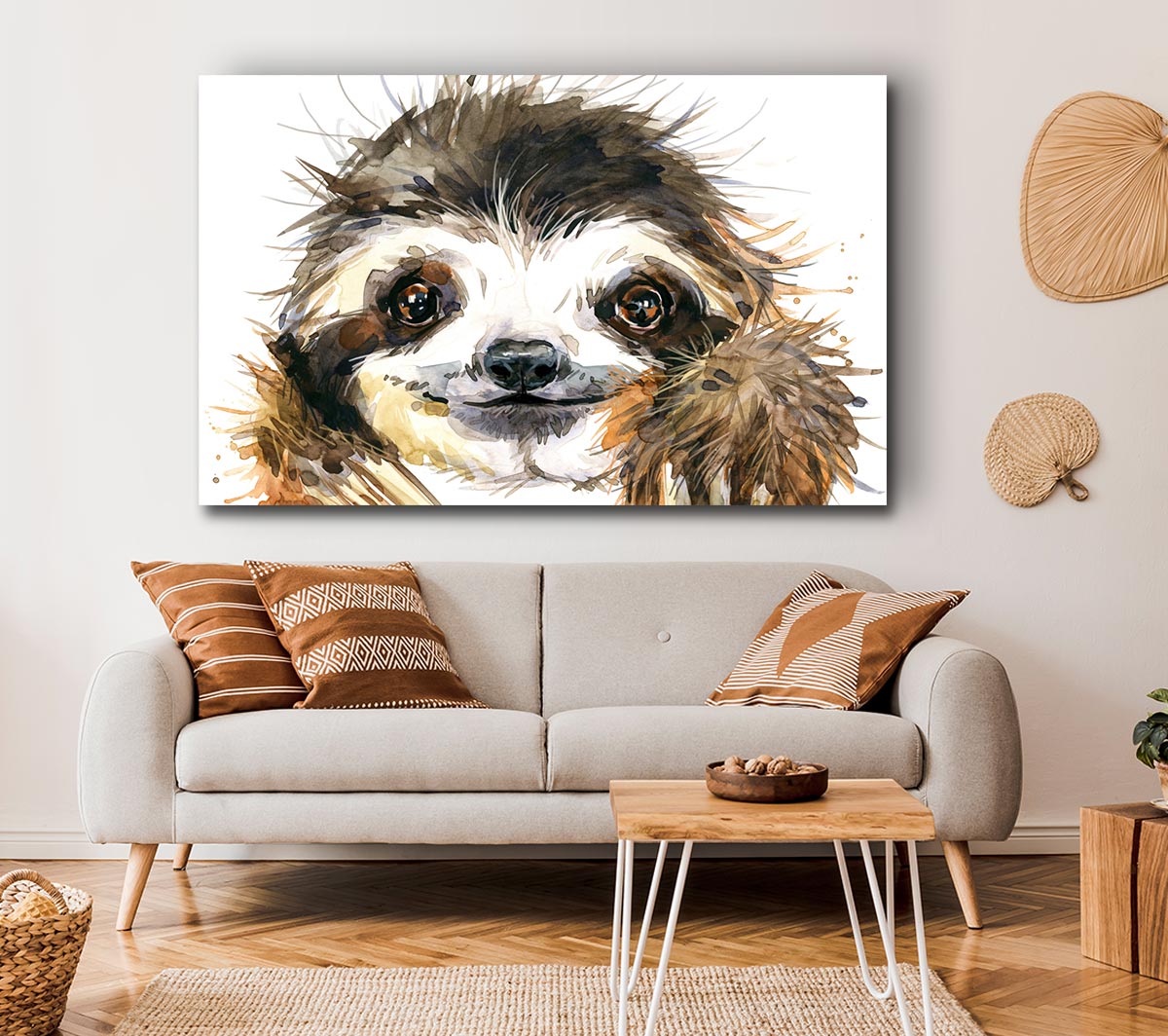Water Colour Sloth Canvas Wall Art