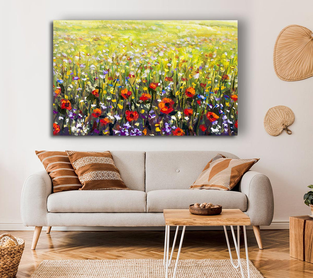 Poppy Field In The Summer Canvas Wall Art