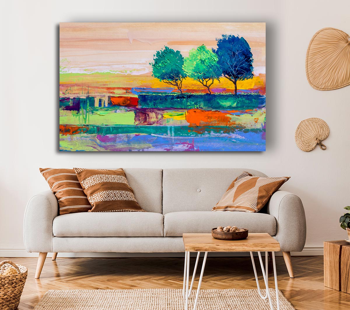 Three Trees In The Wind Canvas Wall Art