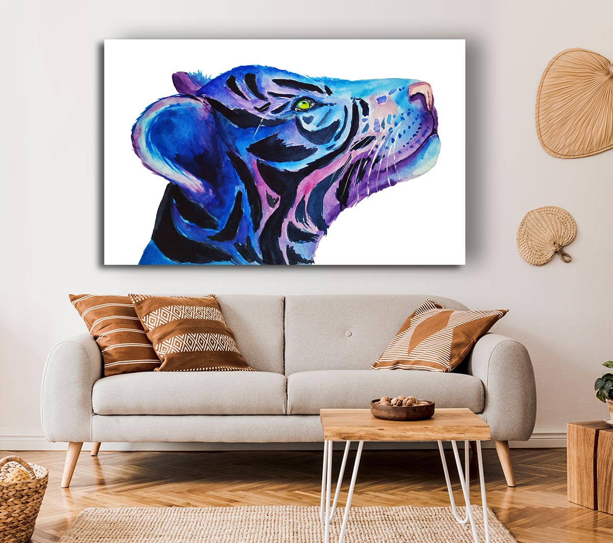 Stunning Tiger Cub Blues Canvas Wall Art