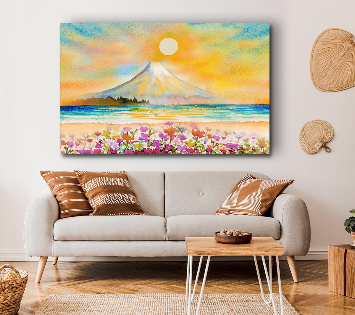 Sun Over The Volcano Canvas Wall Art