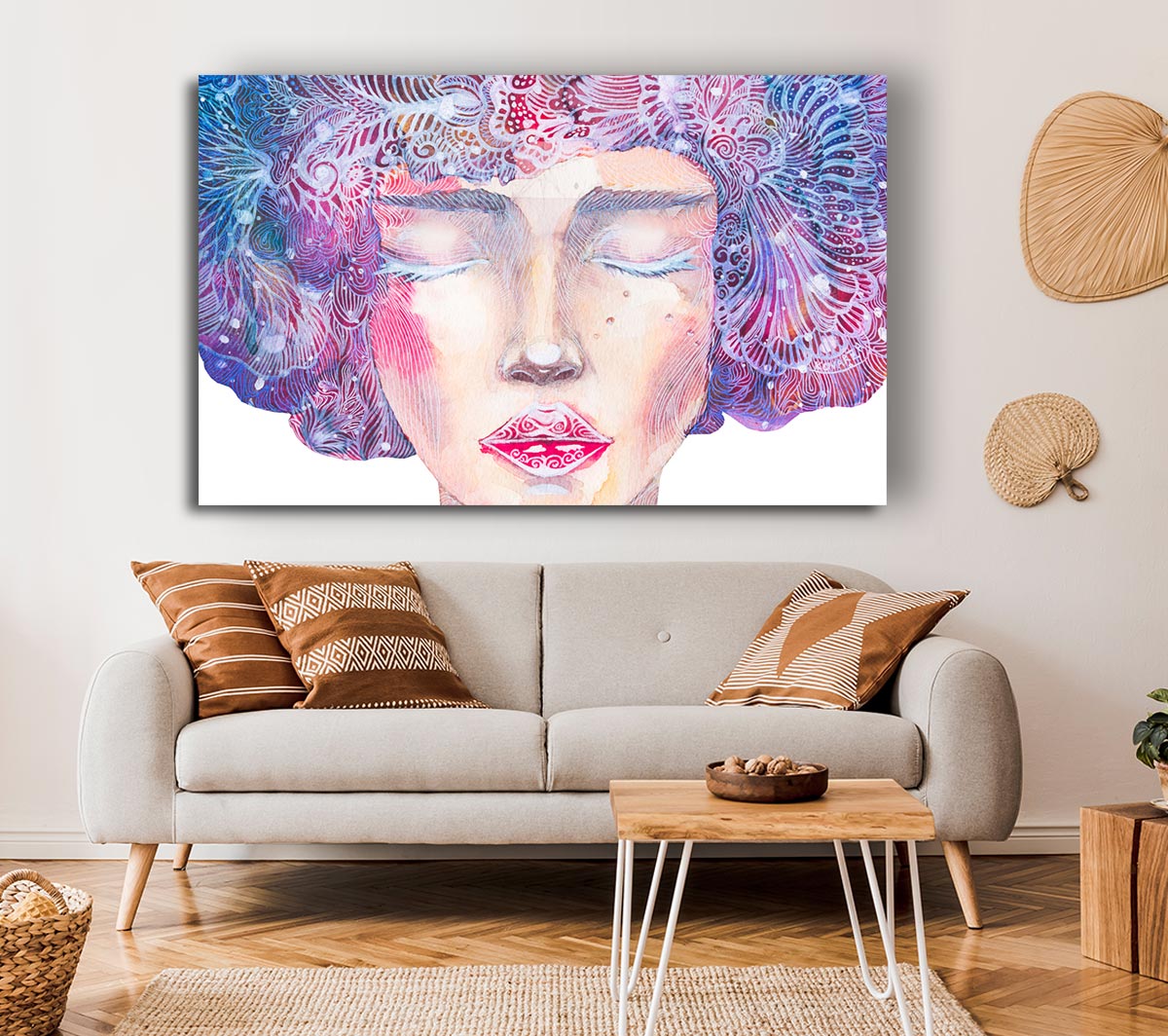 The Pretty Watercolour Face Canvas Wall Art