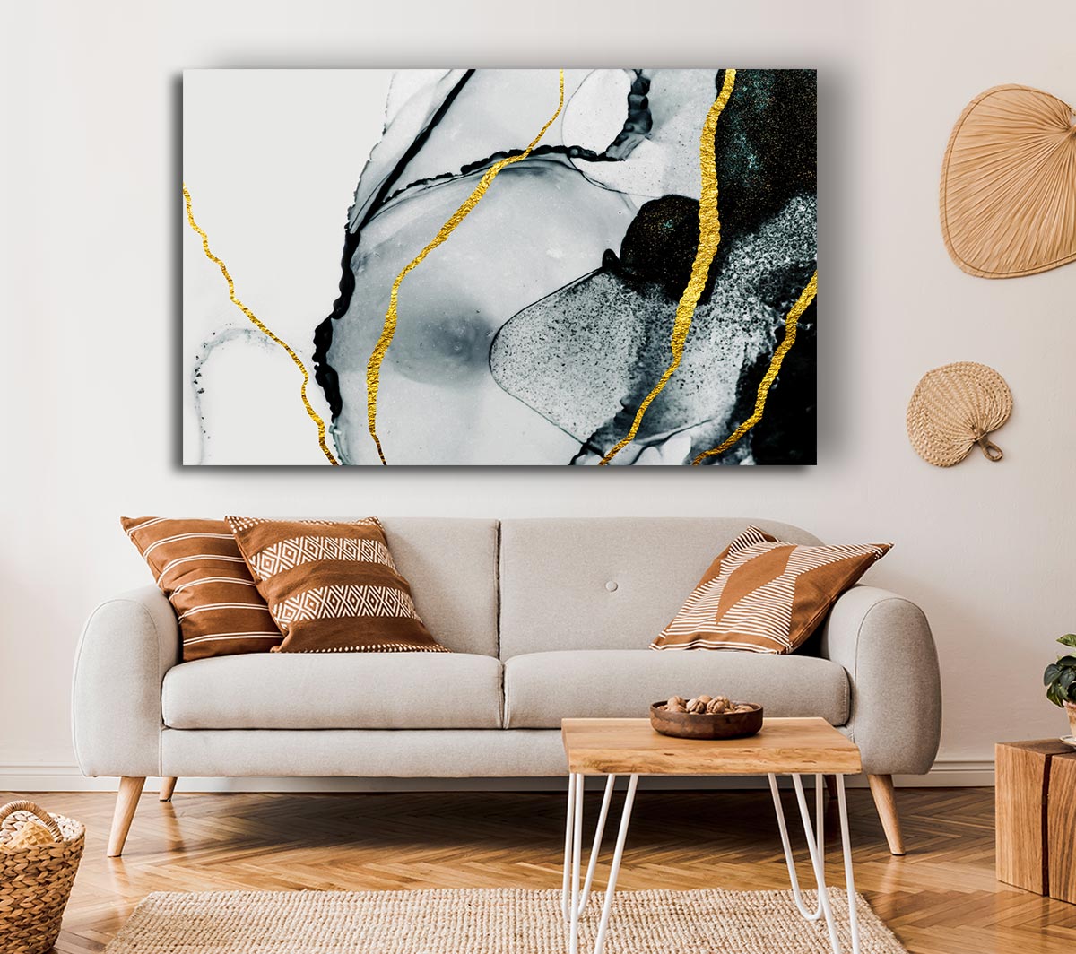 The Black Stone Glitter Canvas Wall Art