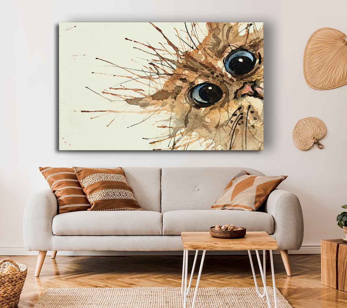 Watercolour Splat Cat Canvas Wall Art