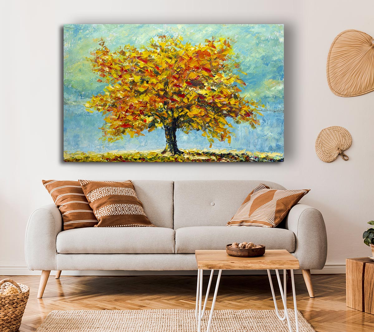 Tree Burns Orange Canvas Wall Art