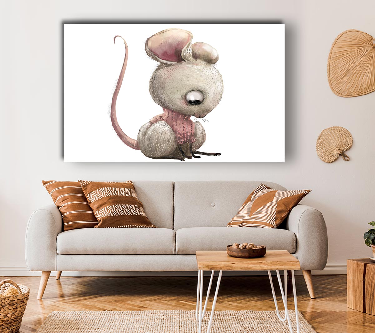 The Little Mouse Crouching Canvas Wall Art
