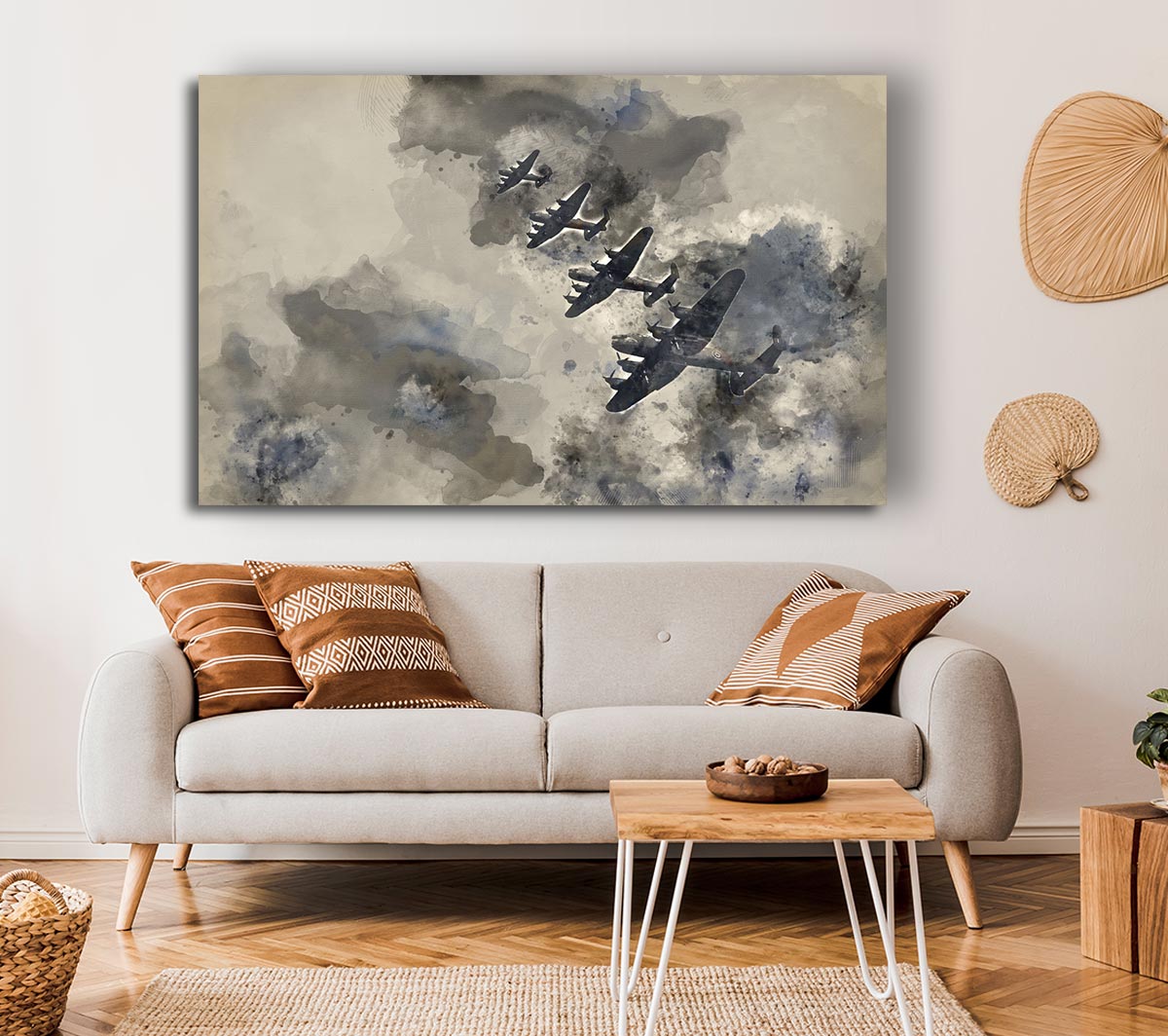 Raf Bombers In Flight Canvas Wall Art
