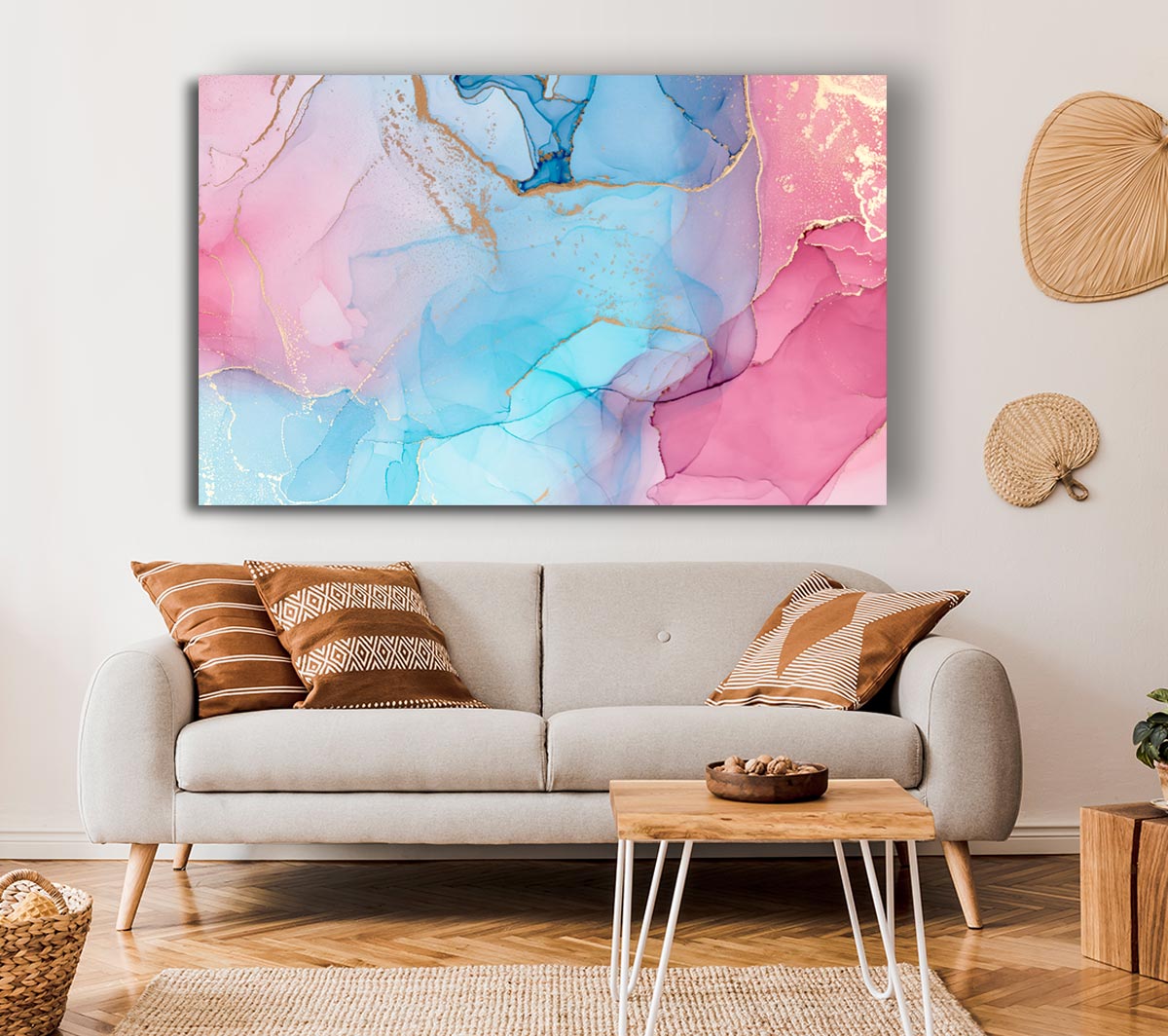 Pink And Blue Fusion Glitter Canvas Wall Art