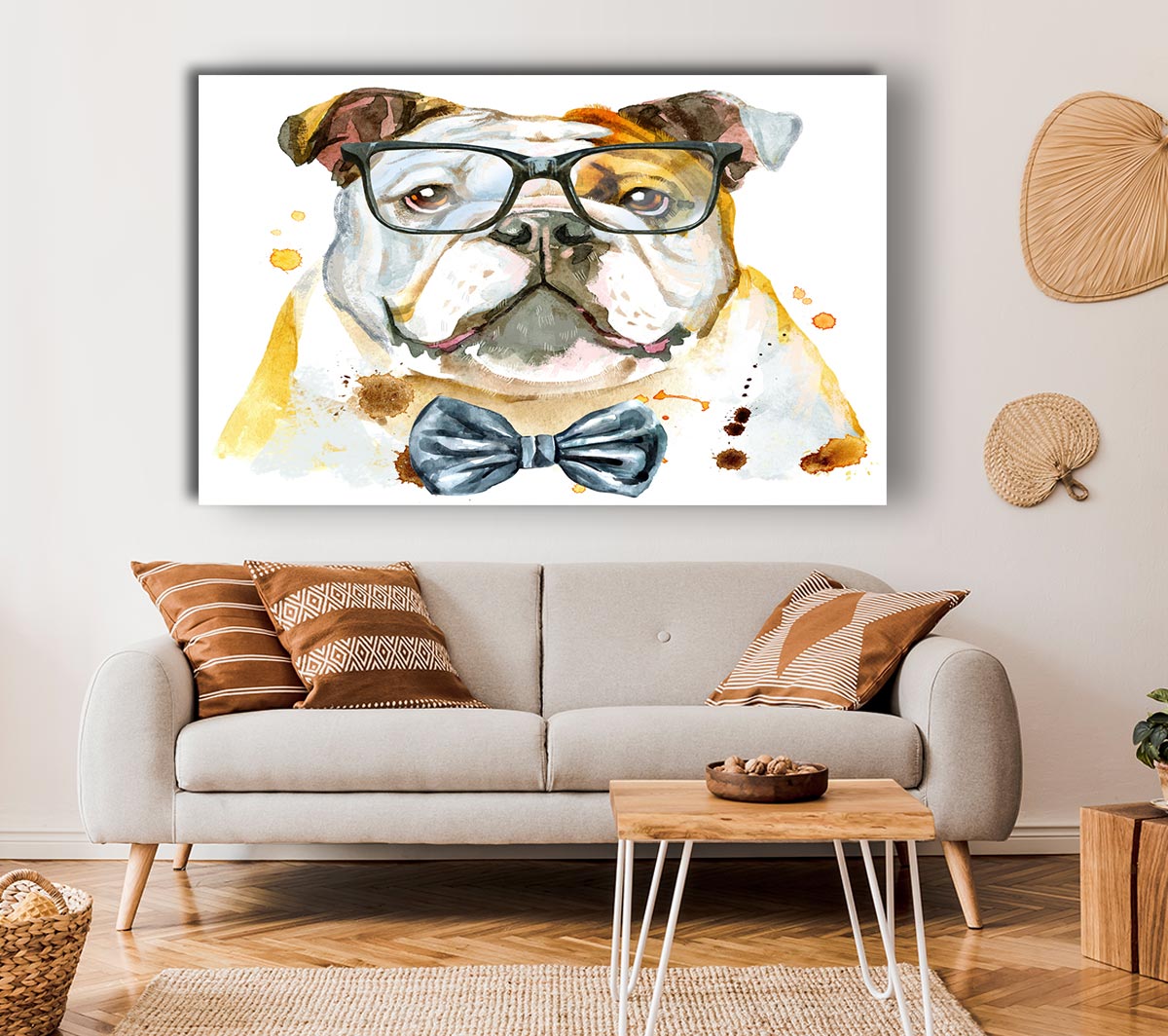 The Bulldog With Glasses Canvas Wall Art