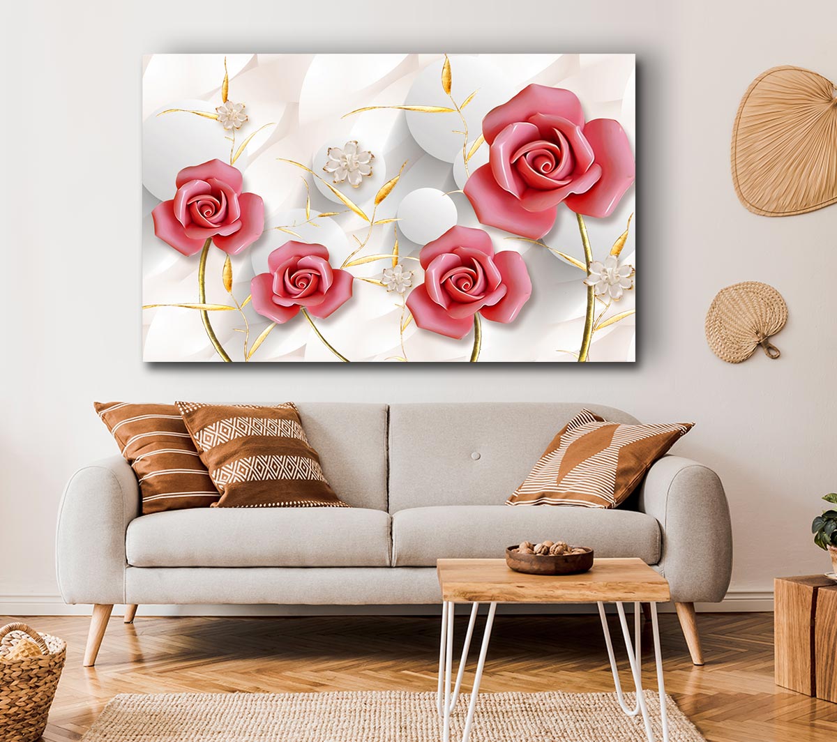 Pink Roses Pop Canvas Wall Art