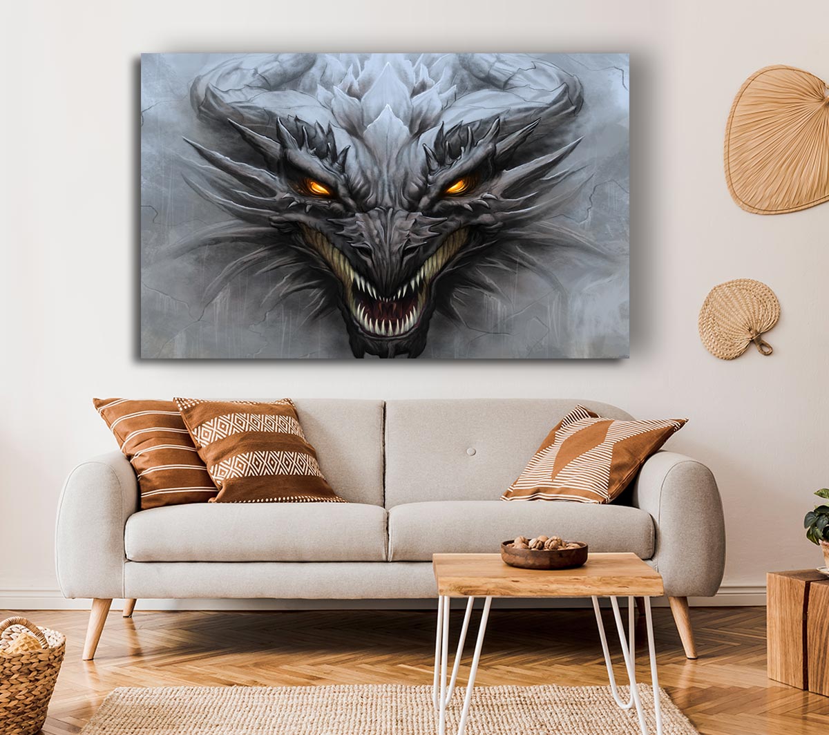 The Evil Dragon Face Canvas Wall Art