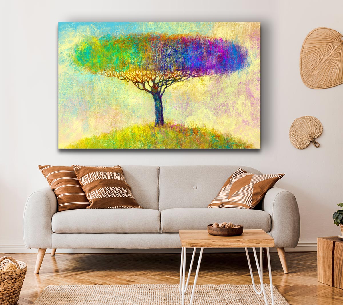 The Yellow To Blue Tree Canvas Wall Art