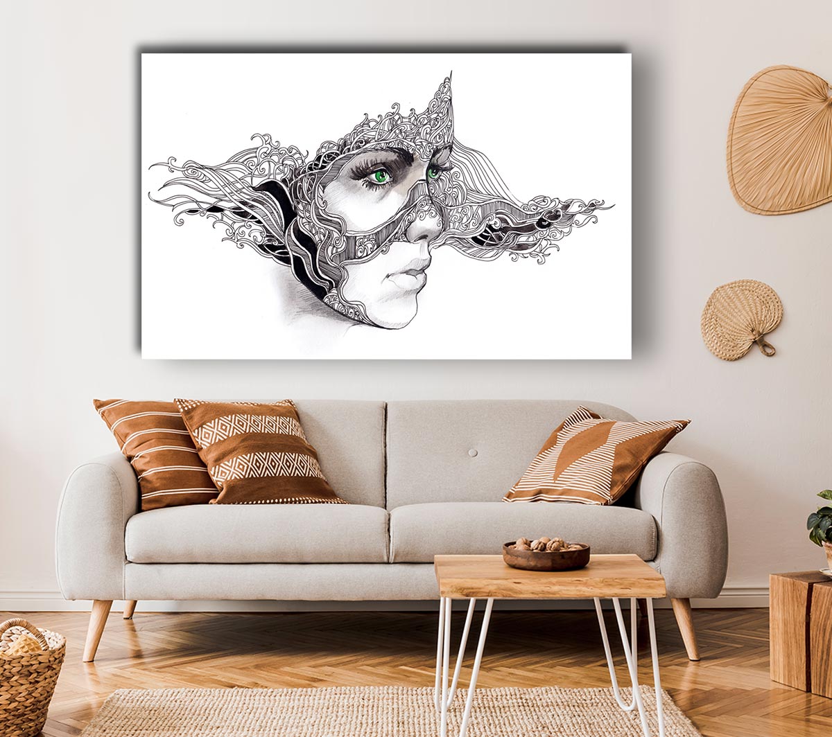 Woman Face Scribble 2 Canvas Wall Art