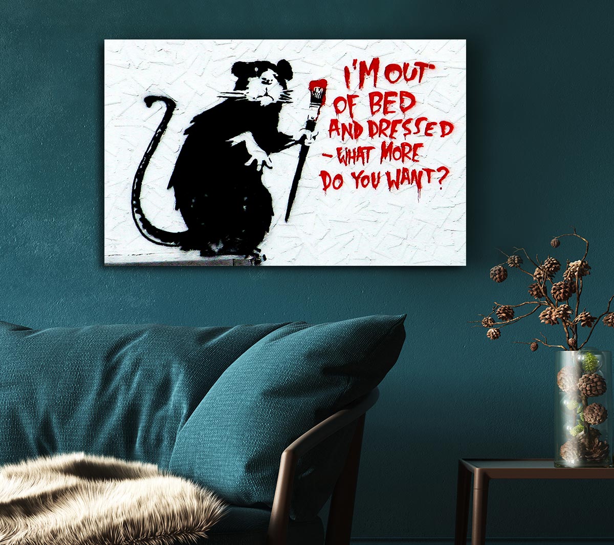 Banksy Im Out Of Bed And Dressed What More Do You Want Rat Canvas Art
