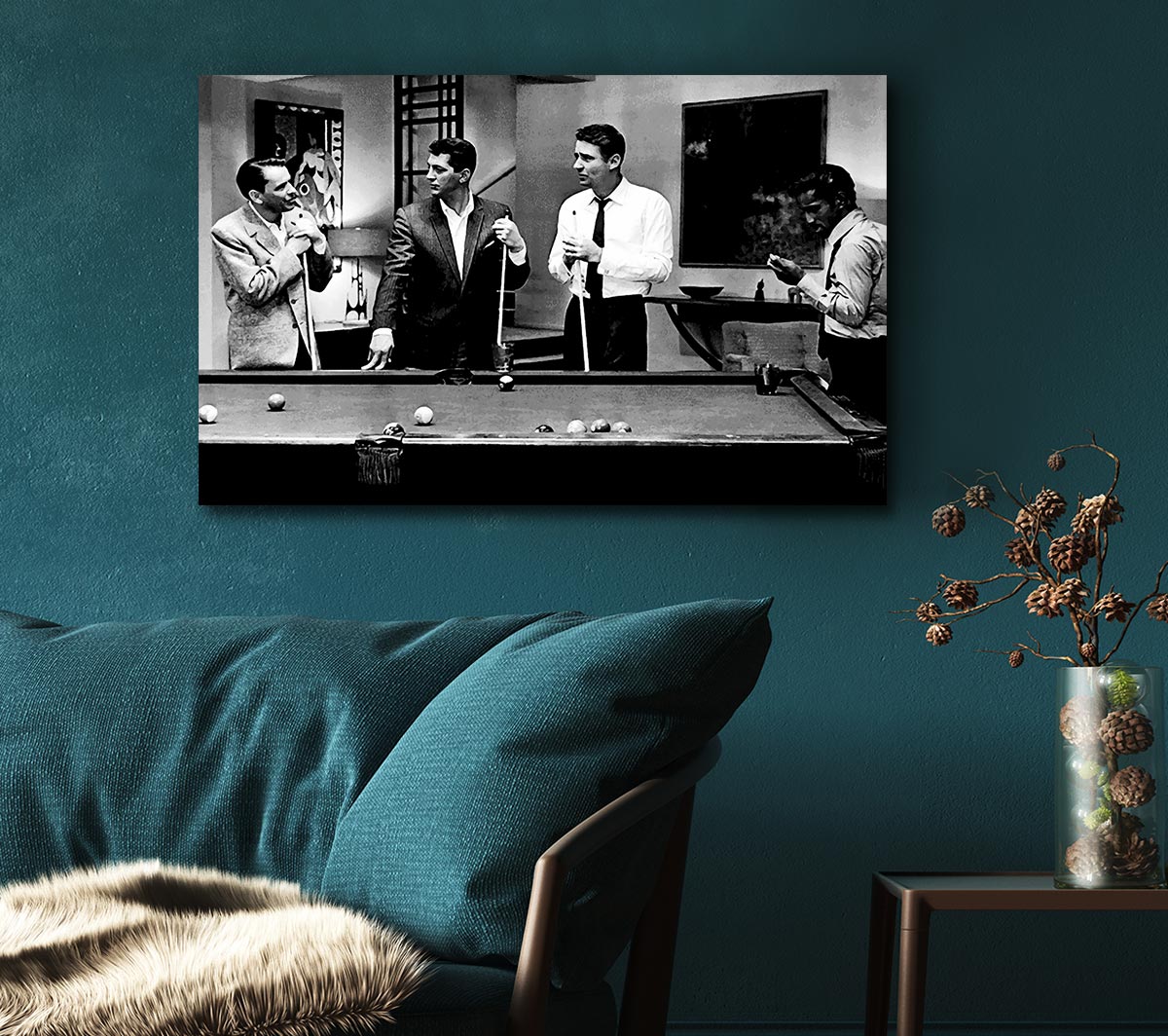 The Rat Pack 4 Playing Pool Canvas Wall Art