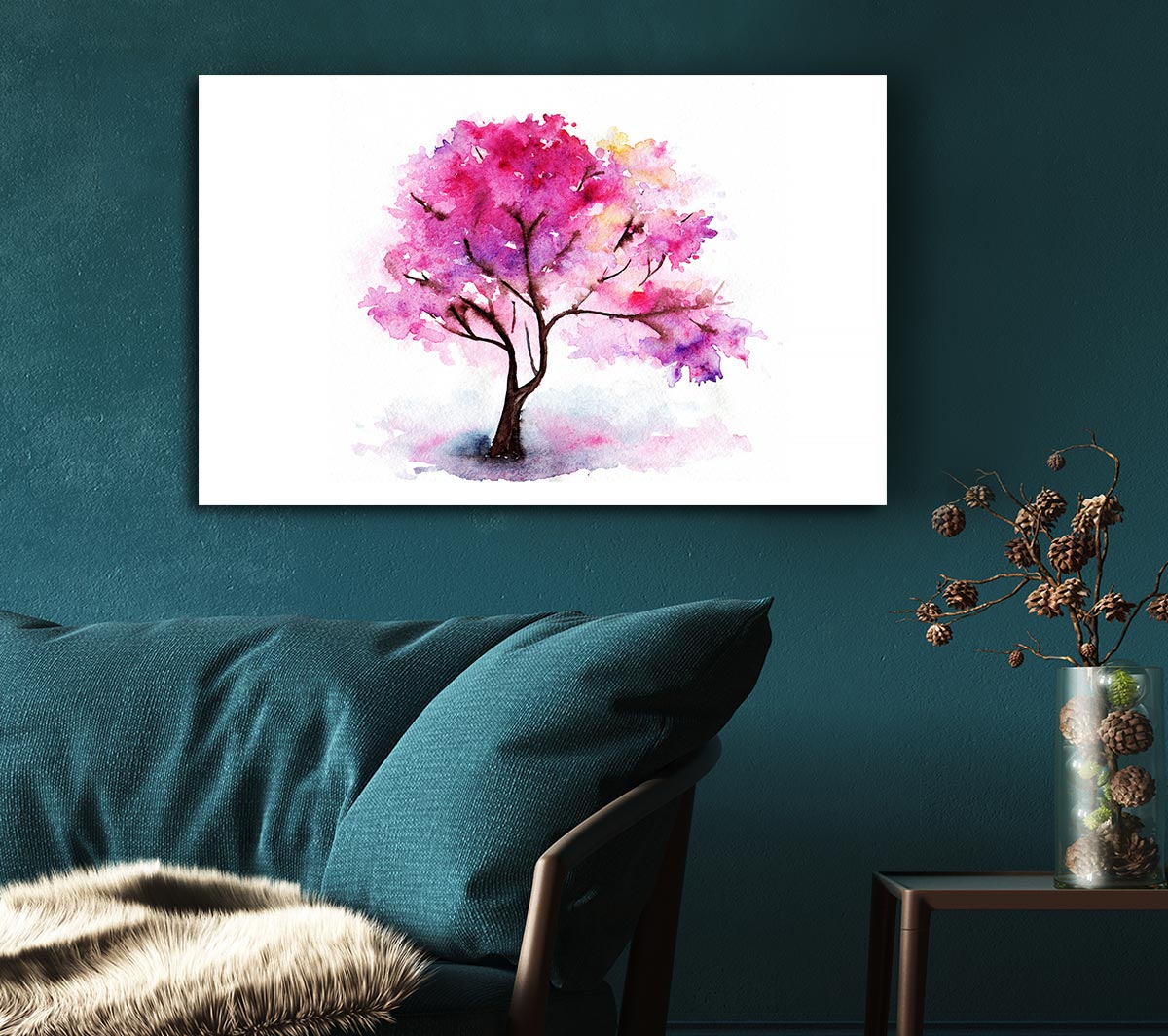 Pink Lonesome Tree Canvas Wall Art