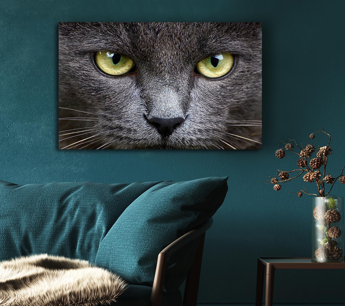 Smokey Grey Cat Canvas Wall Art