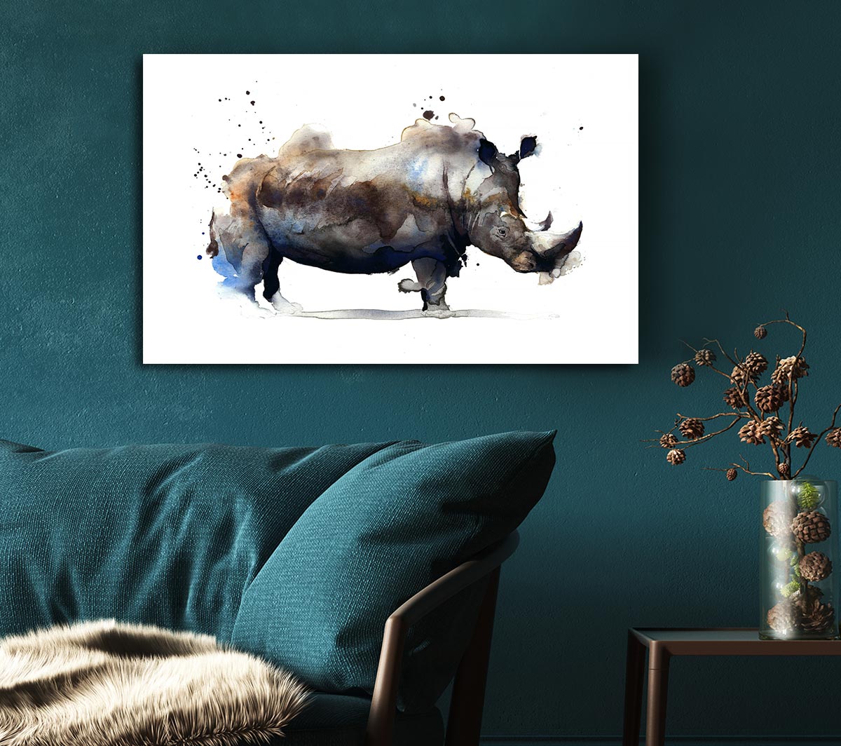 Rhino Charge Canvas Wall Art