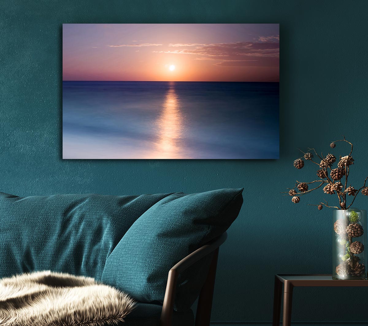 Tranquil Ocean Sun Canvas Wall Art