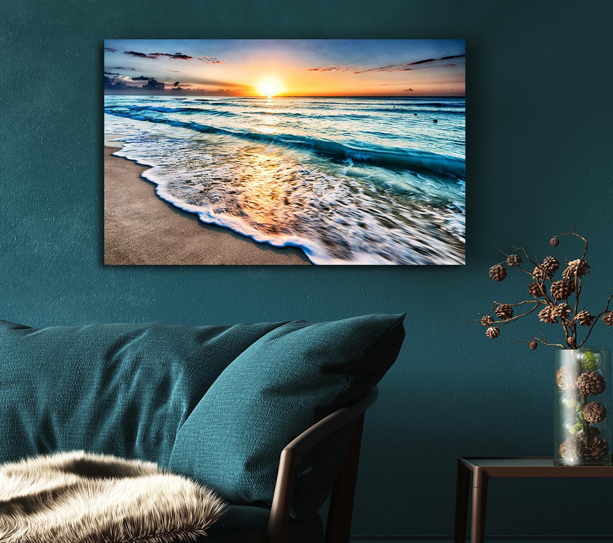 Sunset Ocean Movement Canvas Wall Art