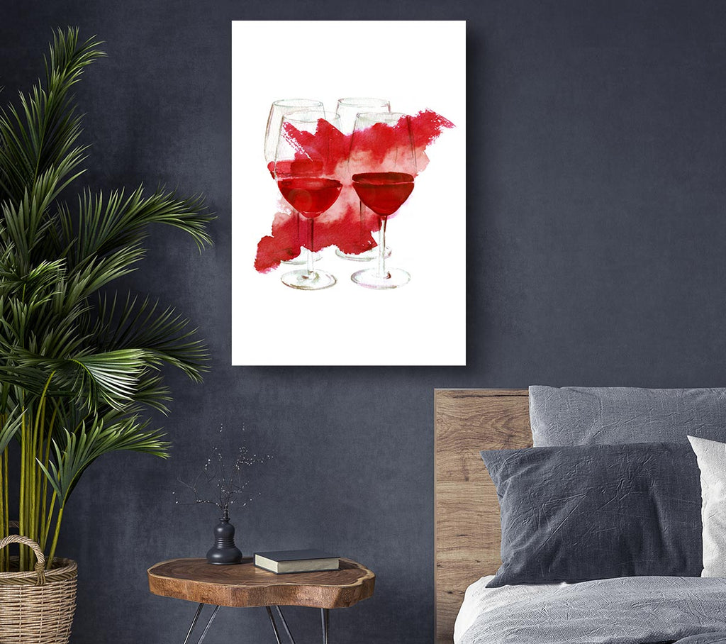 Red Wine Party Canvas Wall Art