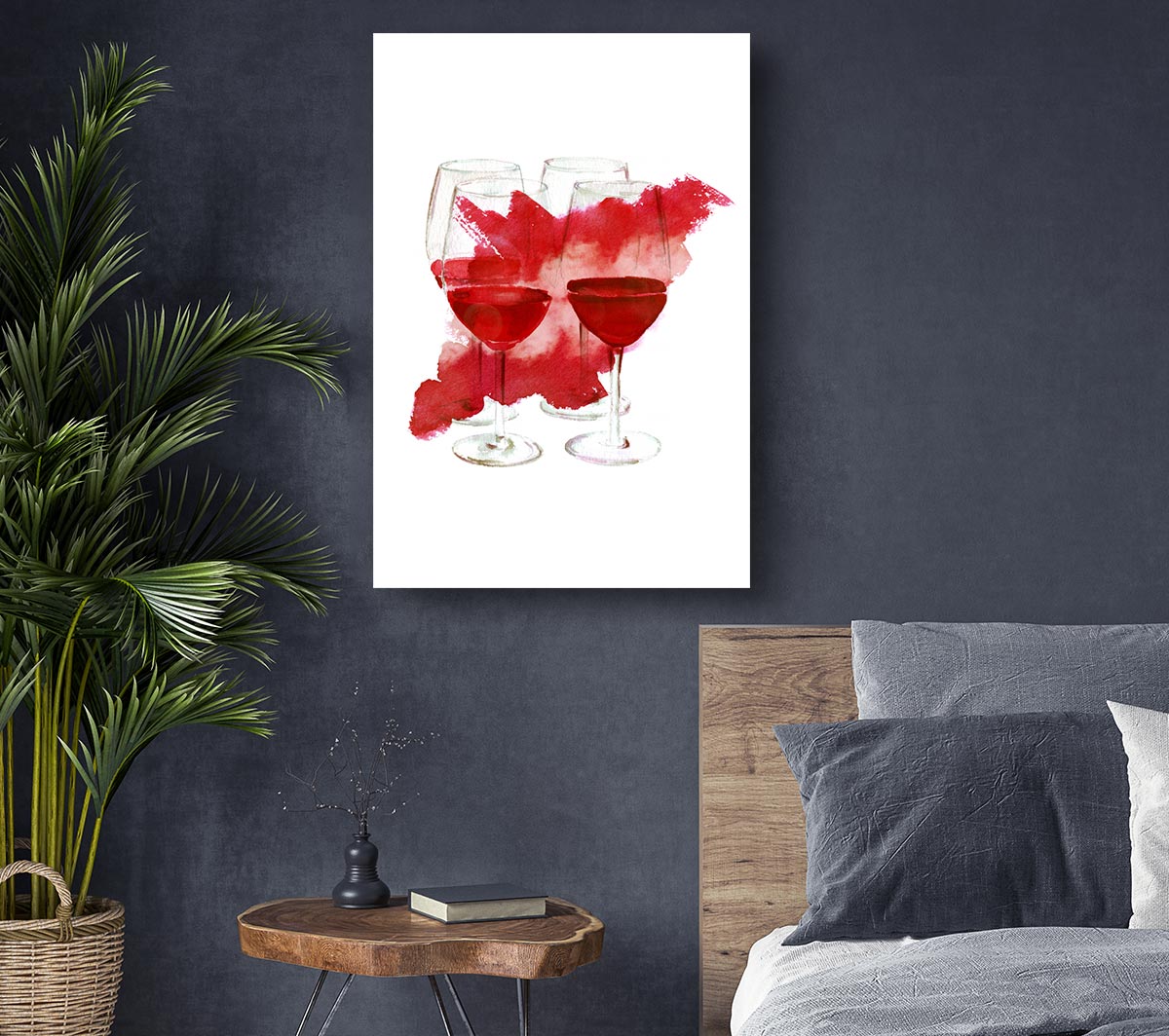 Red Wine Party Canvas Wall Art