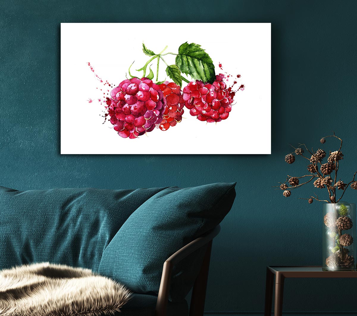 Raspberry Trio Canvas Wall Art