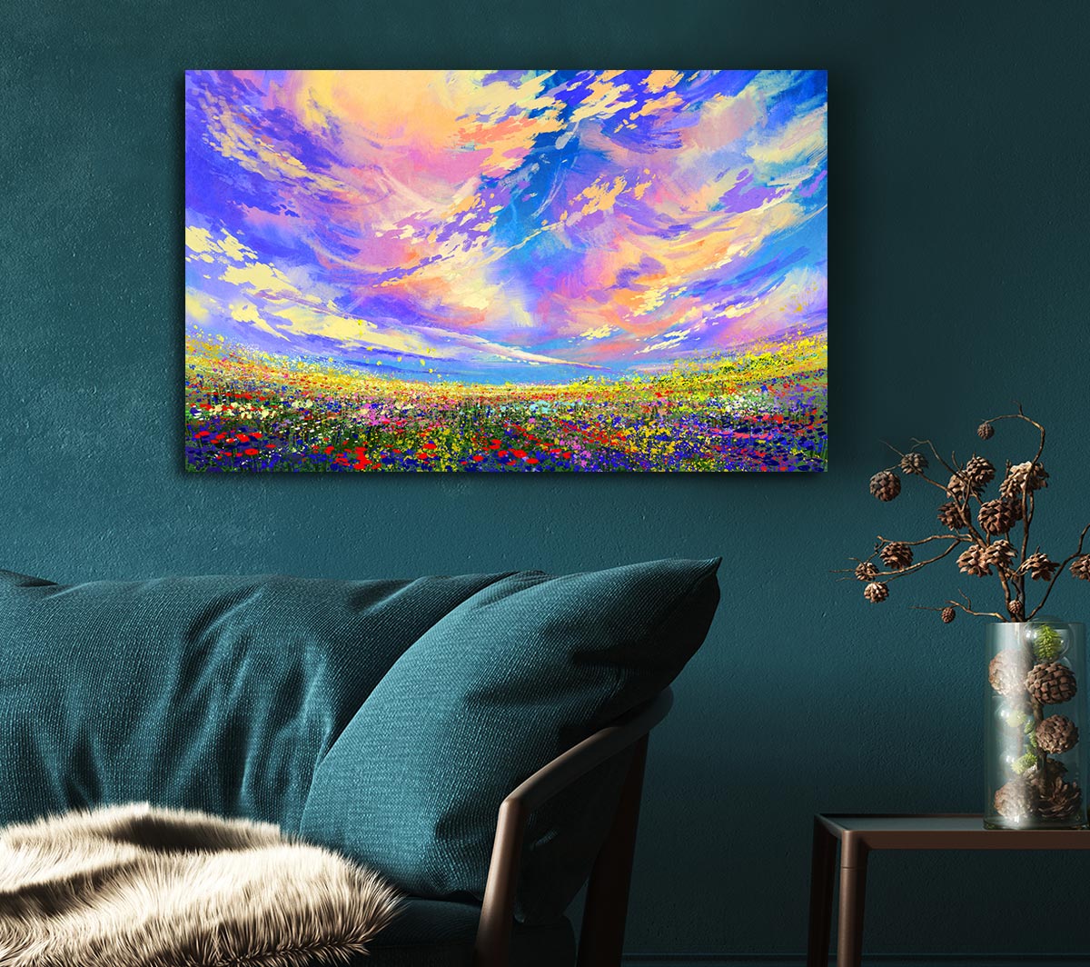 Rainbow Fields Canvas Wall Art