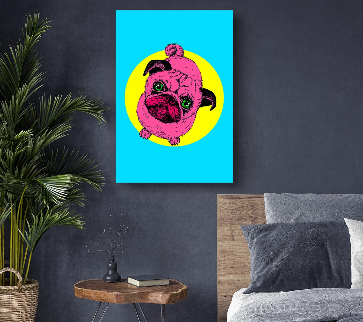 Pug Dog Pink Canvas Wall Art